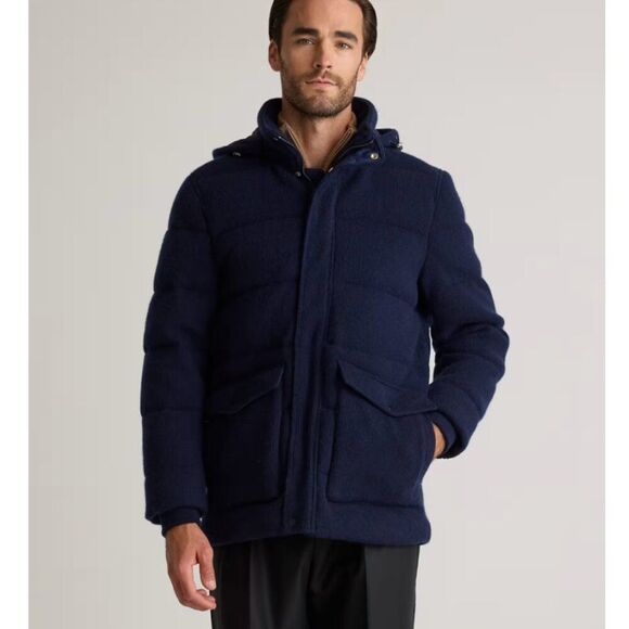 NWT Quince Mongolian Cashmere Puffer Jacket Men’s Medium True Navy $499 - Picture 2 of 13